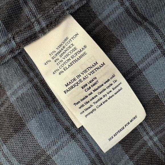 Faherty Men's XXL Movement Blue Ash Plaid Featherweight Twill Button Up Shirt - Picture 6 of 8